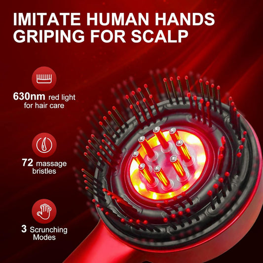 Scalp Massager, Red Light Head Massager Scalp, Multi-Functional Electric Hair Massager Brush with IPX7 Waterproof, Cordless, Hair Oil Applicator for Scalp, Hair, Head, Muscle Relax(Red)