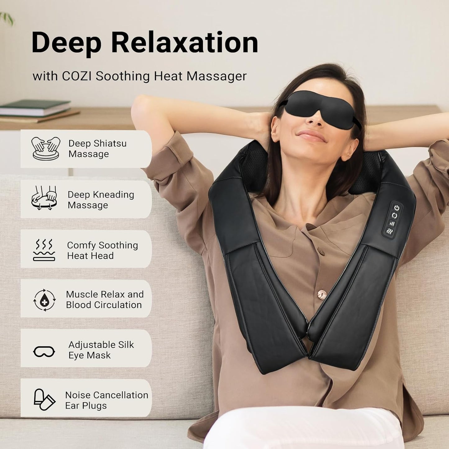 Plug-In Neck and Back Massager with Heat, Electric Deep Tissue 4D Kneading Massage for Shoulder, Body Muscle Pain Relief, Home, Office and Car Use, Gifts for Christmas Friend Dad Mom Men Women, Includes 1M Power Cord, Onyx Black