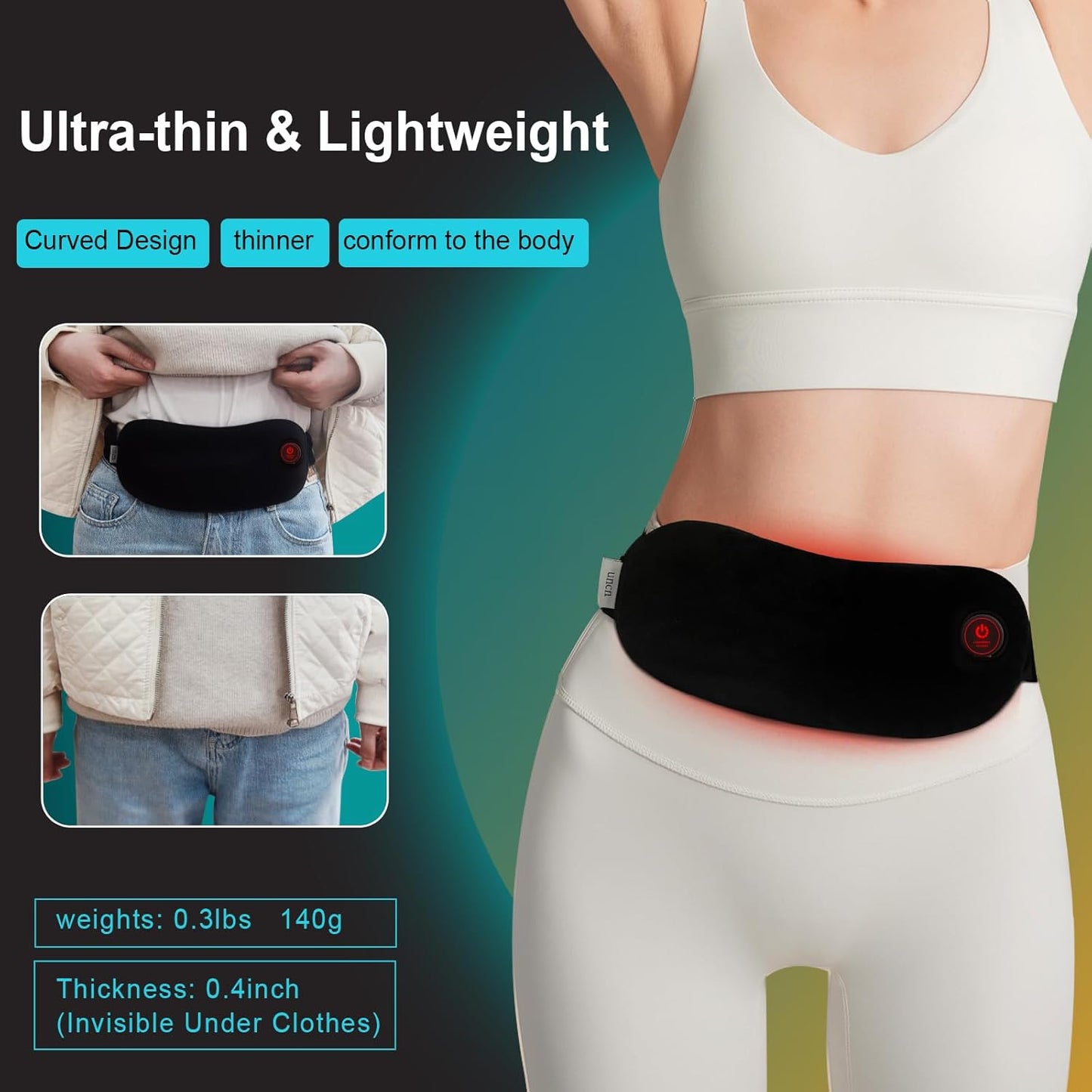 Portable Heating Pad Cordless Period Heating Pad for Cramps Menstrual Heat Pad Electric Rechargeable Battery Included 5000Mah for Long Time Use