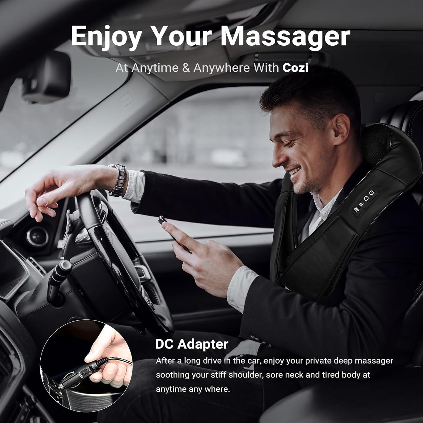 Plug-In Neck and Back Massager with Heat, Electric Deep Tissue 4D Kneading Massage for Shoulder, Body Muscle Pain Relief, Home, Office and Car Use, Gifts for Christmas Friend Dad Mom Men Women, Includes 1M Power Cord, Onyx Black