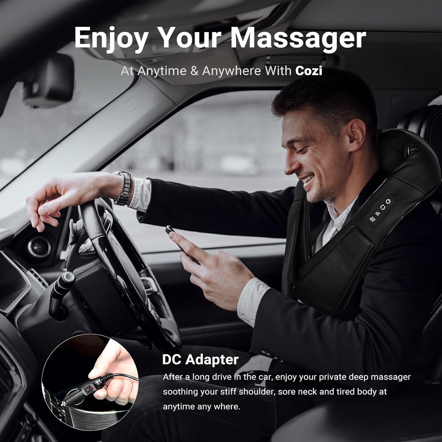 Plug-In Neck and Back Massager with Heat, Electric Deep Tissue 4D Kneading Massage for Shoulder, Body Muscle Pain Relief, Home, Office and Car Use, Gifts for Christmas Friend Dad Mom Men Women, Includes 1M Power Cord, Onyx Black