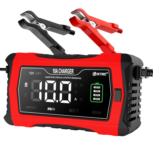 12V-24V 35A/25A/20A/15A/10A Car Battery Charger LCD Automatic Pulse Repair Charge for Lifepo4 AGM Lead-Acid Lithium Batteri