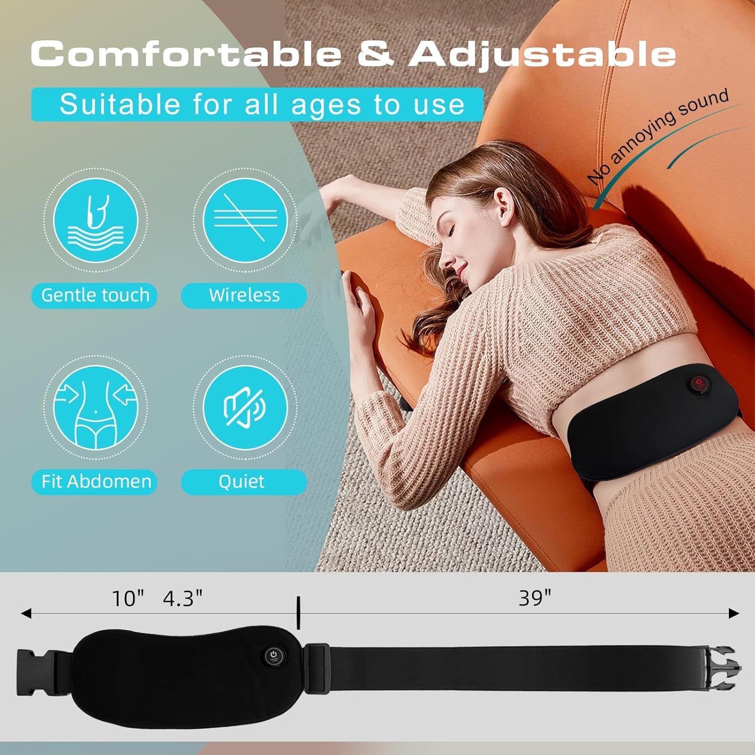 Portable Heating Pad Cordless Period Heating Pad for Cramps Menstrual Heat Pad Electric Rechargeable Battery Included 5000Mah for Long Time Use